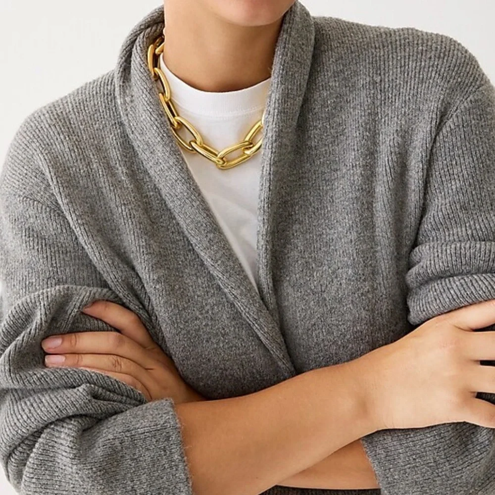 J. Crew Open-Front Camel/Tan Cozy Cardigan Sweater - Picture 3 of 3